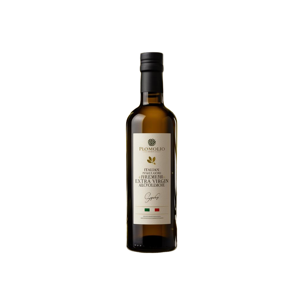 Premium italienisches Olivenöl in dunkler Glasflasche